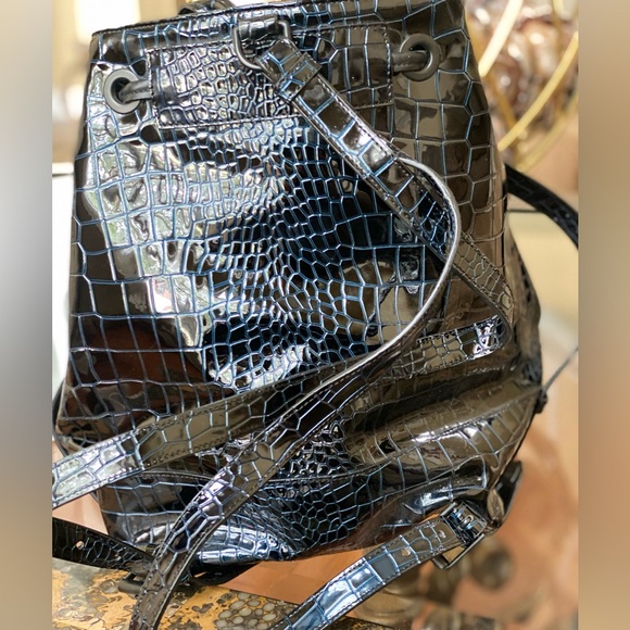 Opening ceremony NWOT✴️Navy Izzy' Croc Embossed Leather Backpack. - Picture 15 of 15